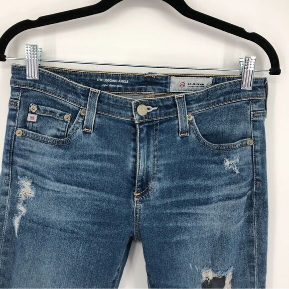 AG Jeans Womens 27 The Legging Ankle Super Skinny Ankle Jeans Destructed - Picture 2 of 11